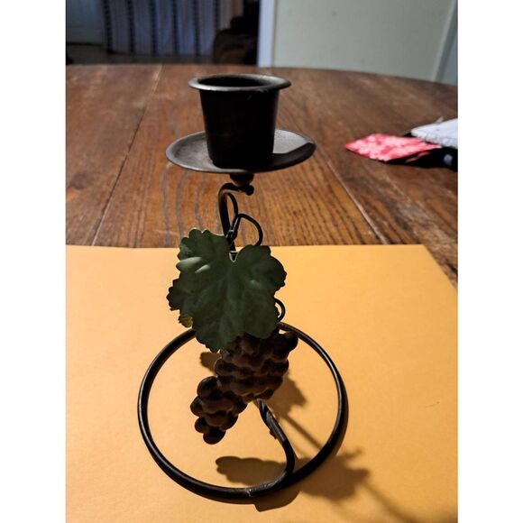 Grapevine Metal Taper Candle Holders Set of 2 Rustic Farmhouse Vineyard Winery - Picture 2 of 8
